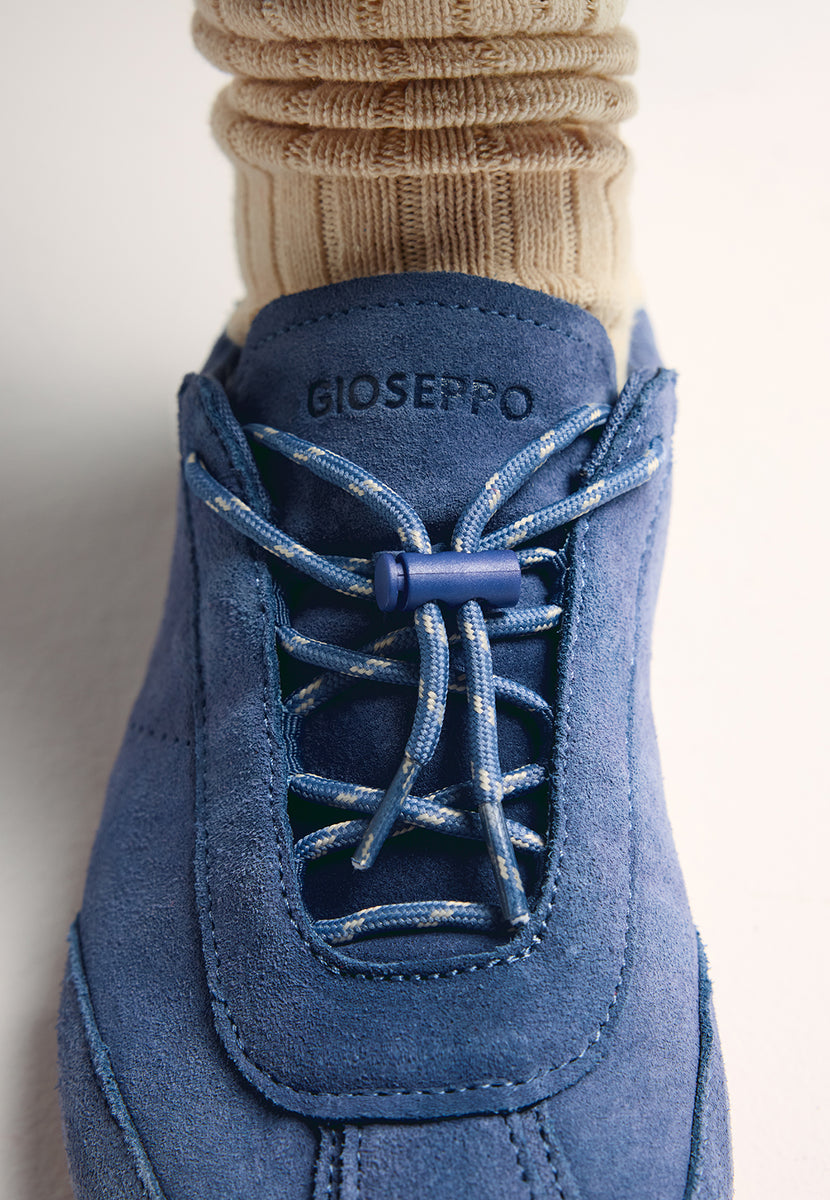 BASKETS BAREFOOT BLEUES EN CUIR SUÉDÉ