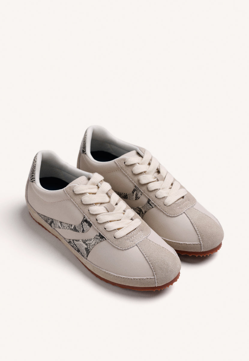TÊNIS CREME COURO E NYLON