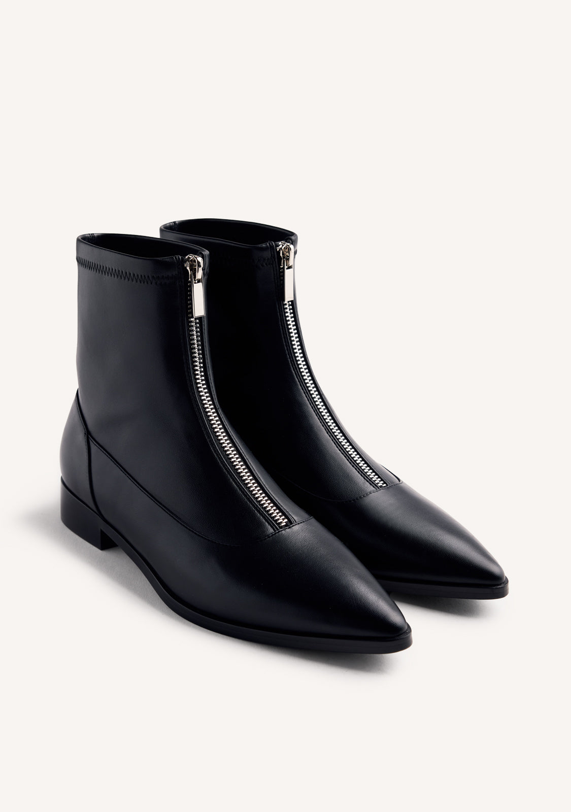 BLACK ELASTIC ANKLE BOOTS WITH ZIPPER