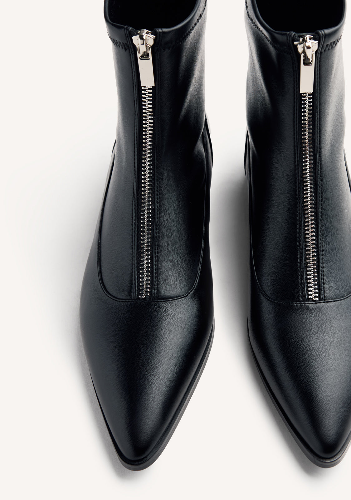 BLACK ELASTIC ANKLE BOOTS WITH ZIPPER