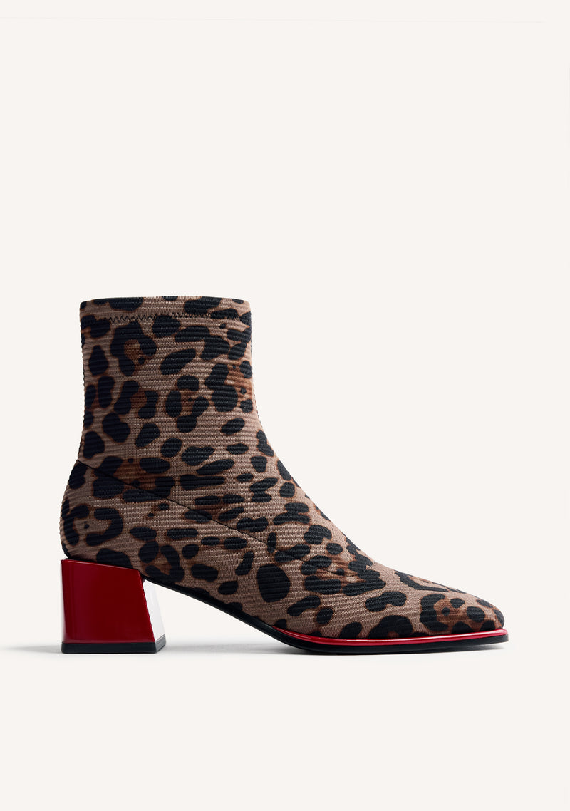 ELASTIC ANIMAL PRINT ANKLE BOOTS