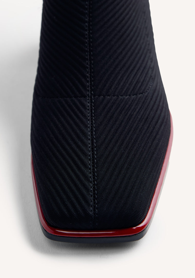 BLACK ELASTIC HIGH SOCK-STYLE BOOTS