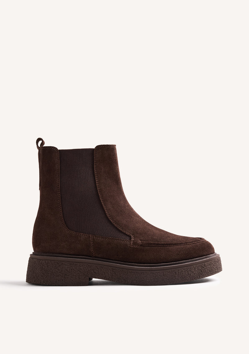 BROWN LEATHER ANKLE BOOTS WITH ZIPPER