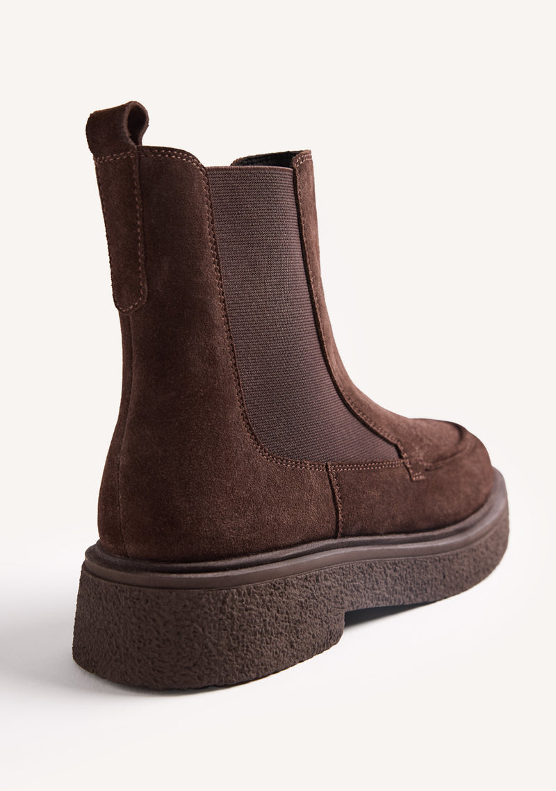 BROWN LEATHER ANKLE BOOTS WITH ZIPPER