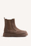 TAUPE LEATHER ANKLE BOOTS WITH ZIPPER