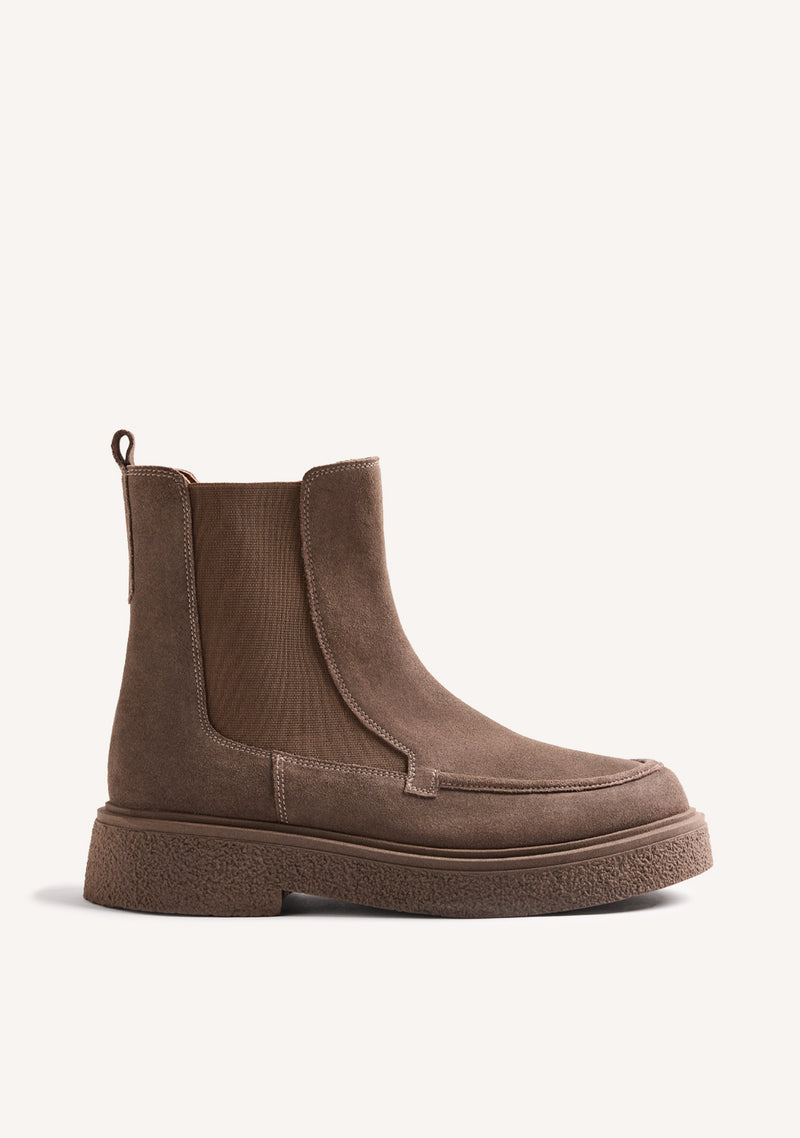 TAUPE LEATHER ANKLE BOOTS WITH ZIPPER