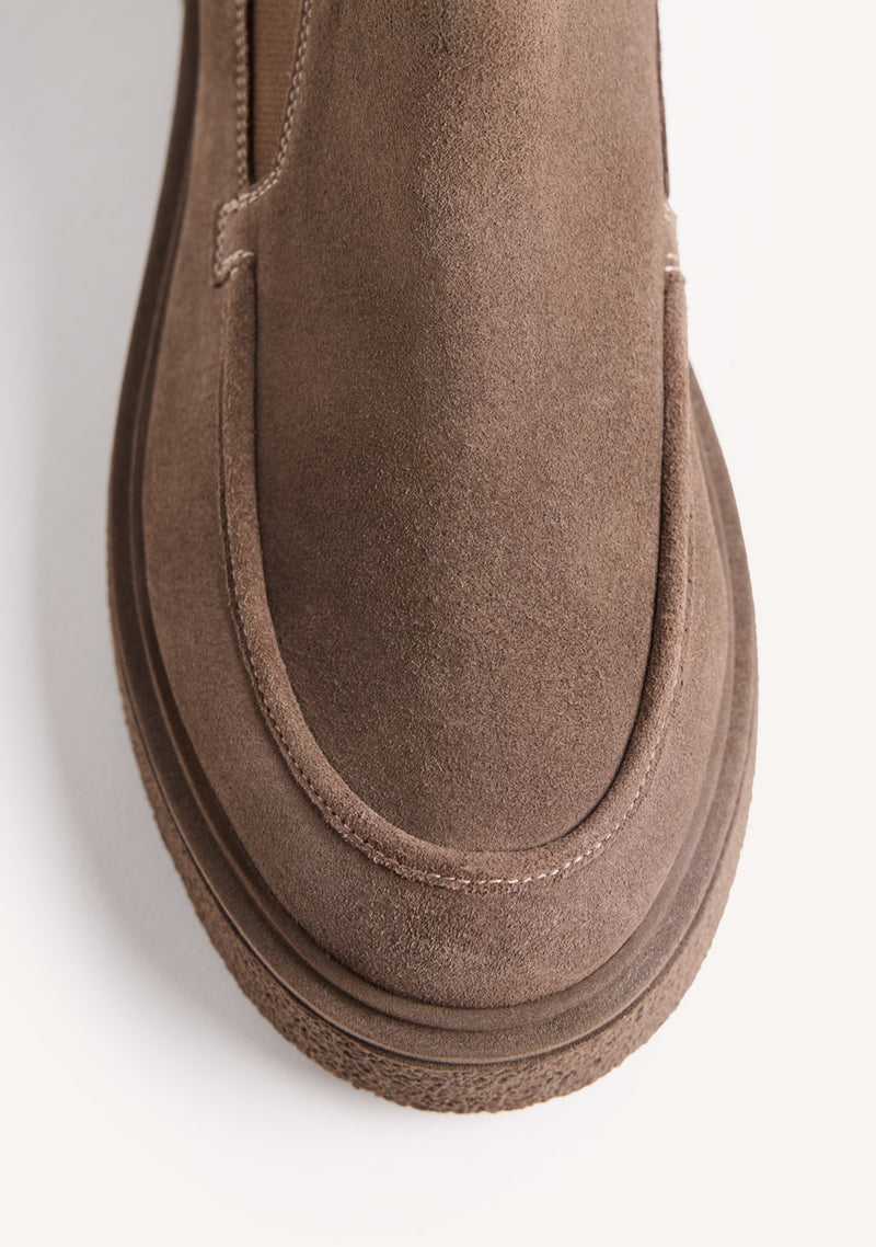 TAUPE LEATHER ANKLE BOOTS WITH ZIPPER