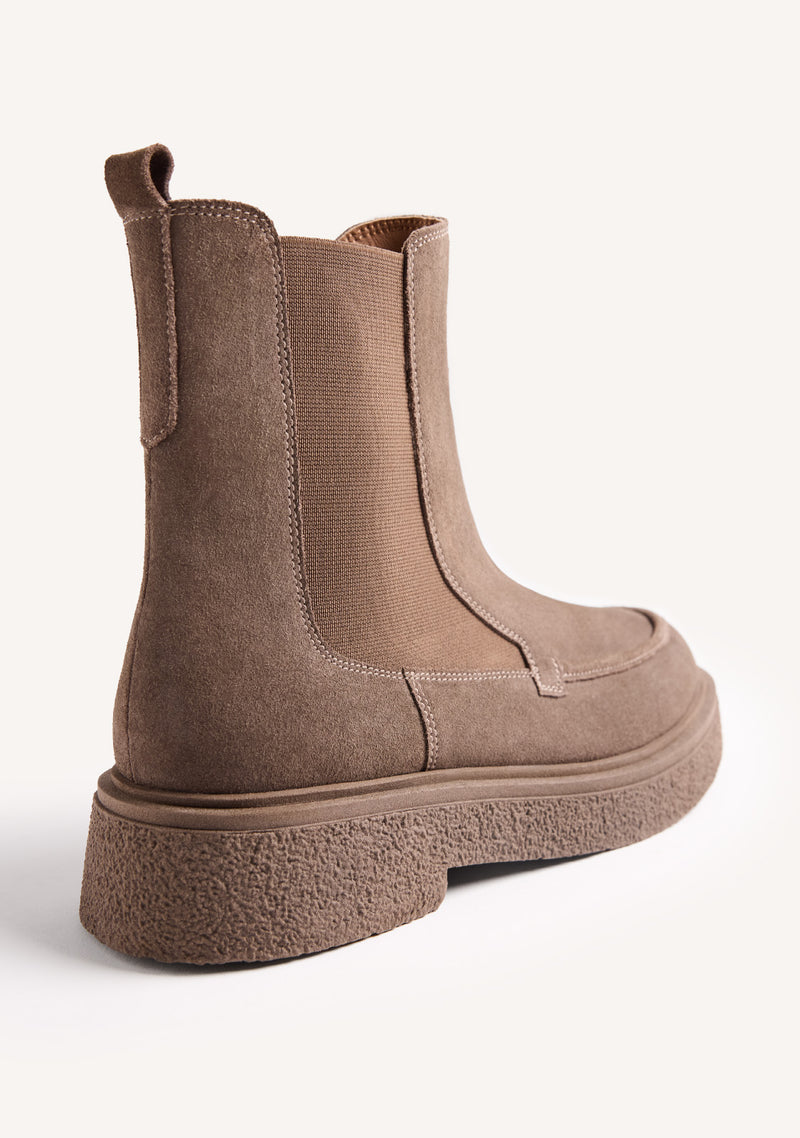 TAUPE LEATHER ANKLE BOOTS WITH ZIPPER