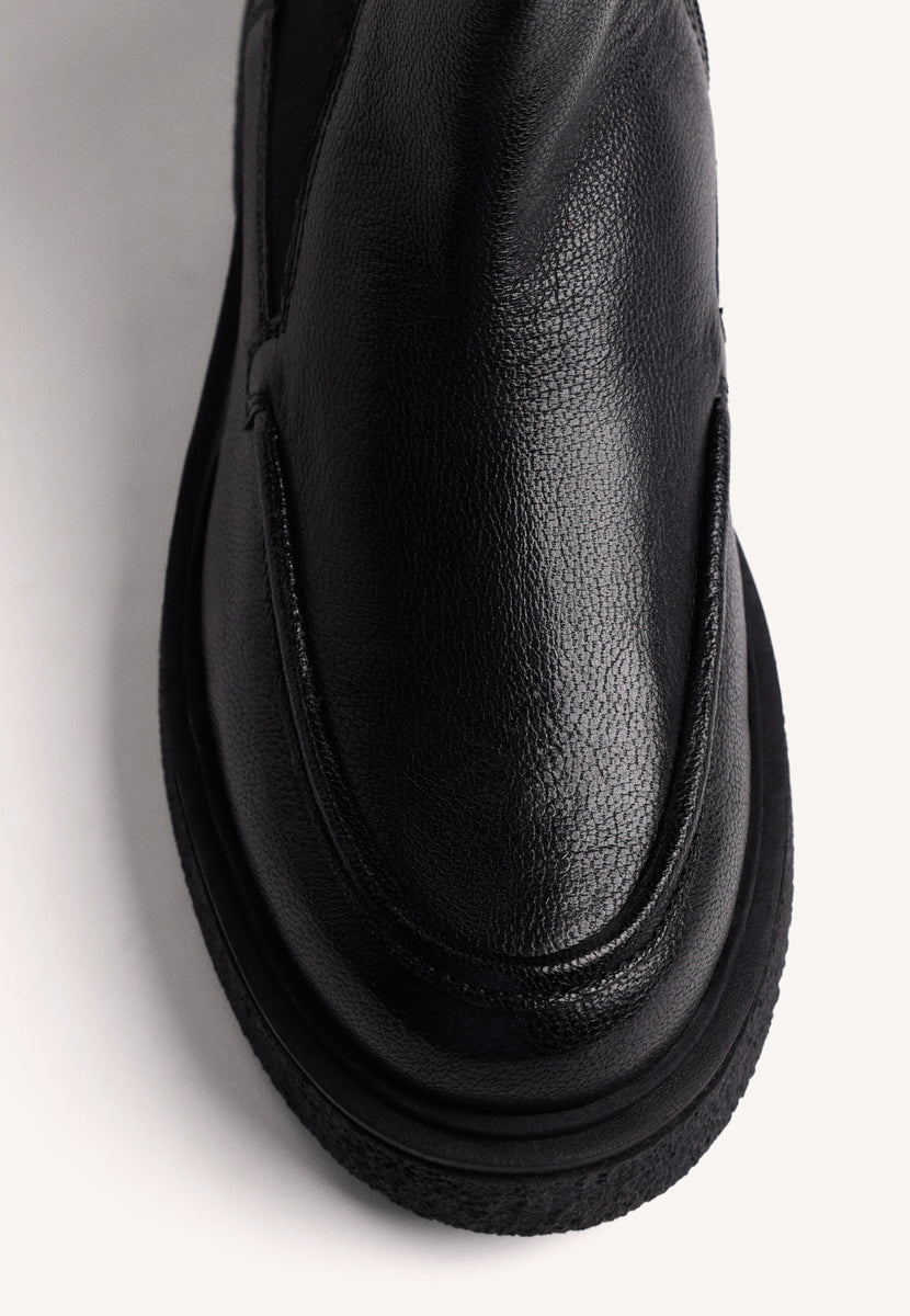 BLACK CHELSEA LEATHER ANKLE BOOTS