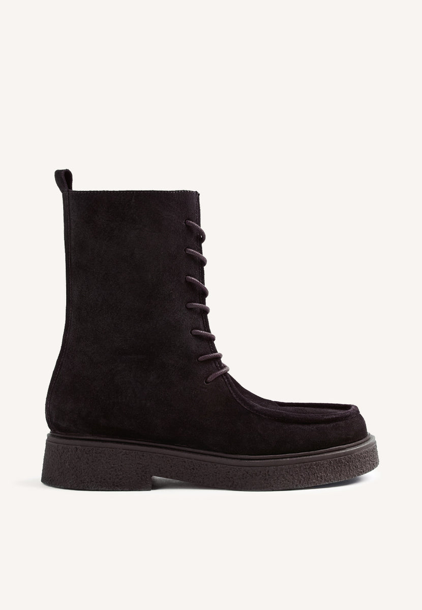 STIVALI MARRONI STILE MILITARE IN PELLE