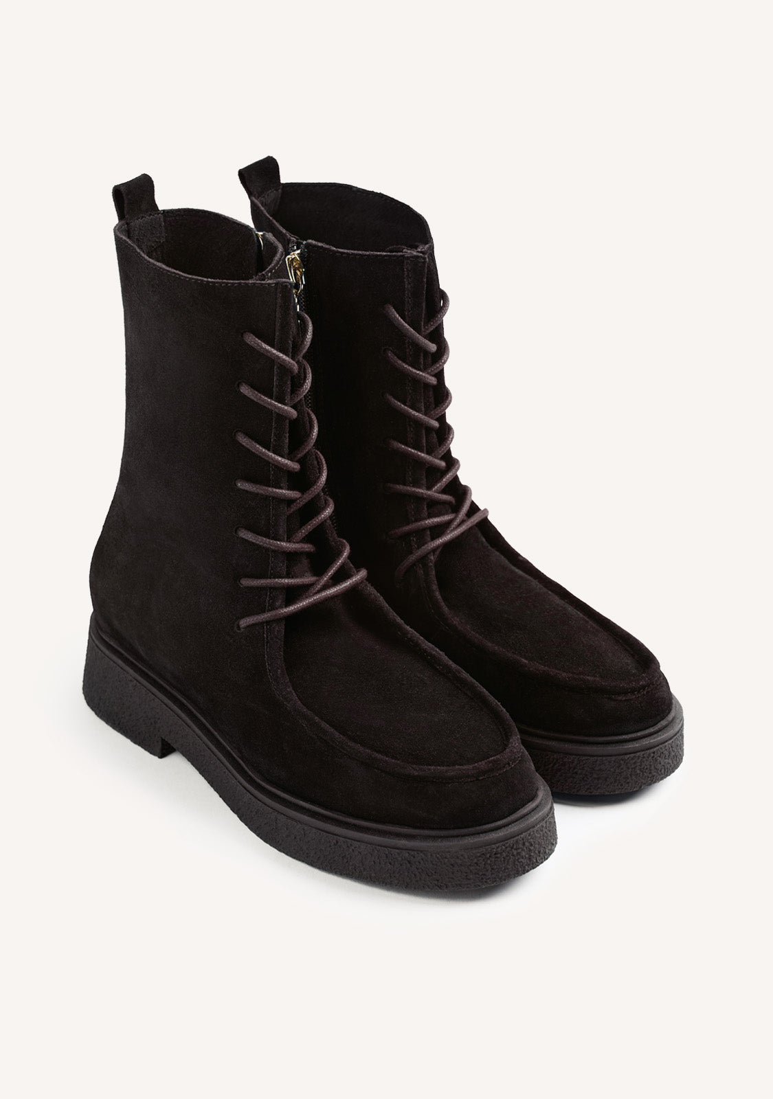 BROWN MILITARY STYLE LEATHER BOOTS