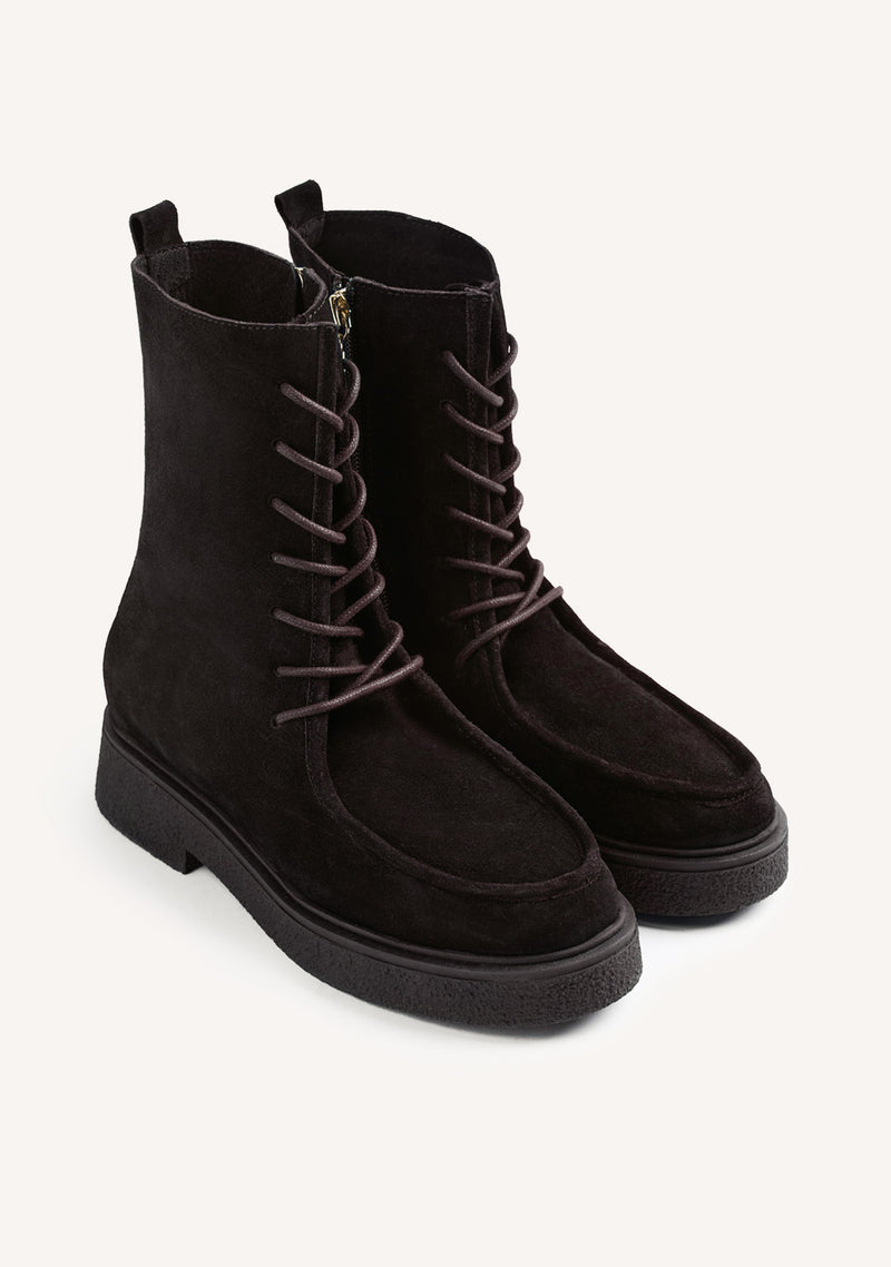 BROWN MILITARY STYLE LEATHER BOOTS