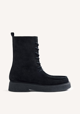BLACK MILITARY STYLE SUEDE LEATHER BOOTS