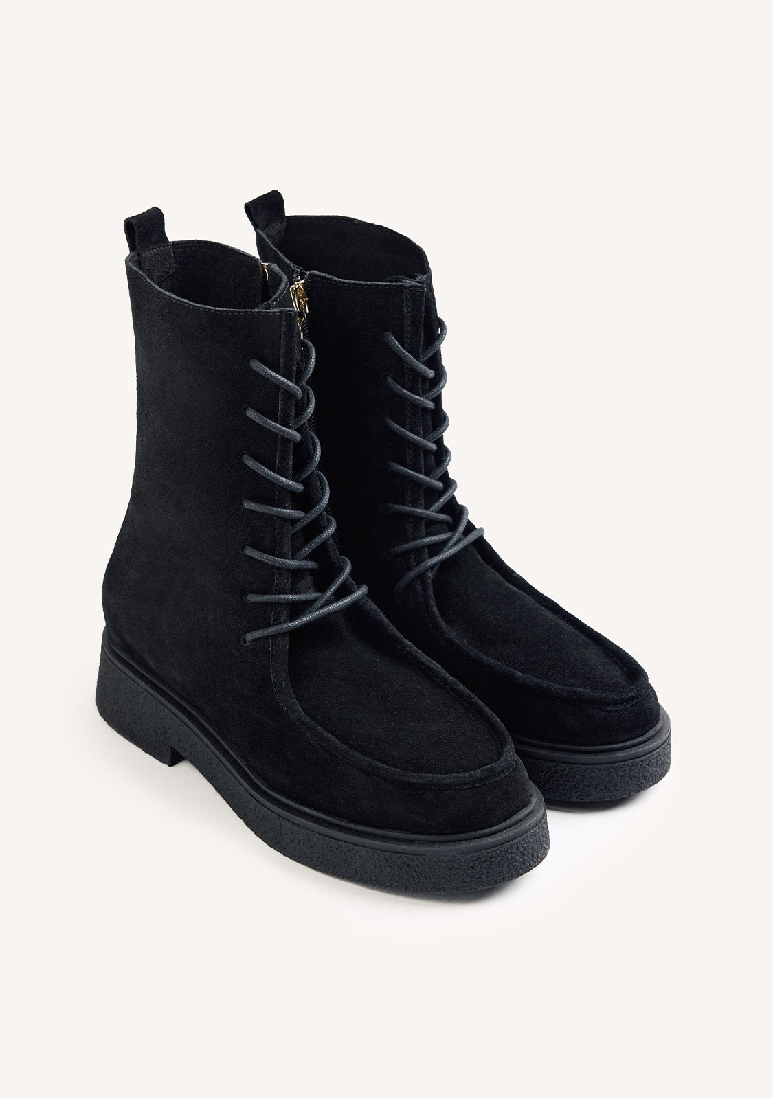 STIVALI NERI STILE MILITARE IN PELLE