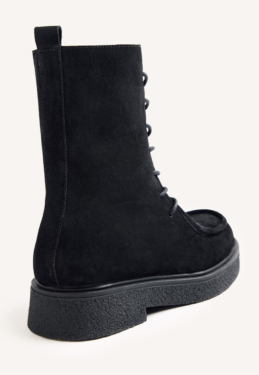 BOTAS PRETAS ESTILO MILITAR EM PELE