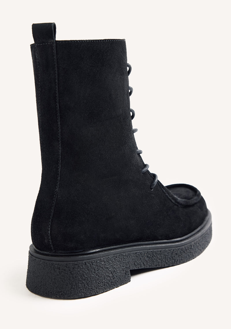 STIVALI NERI STILE MILITARE IN PELLE