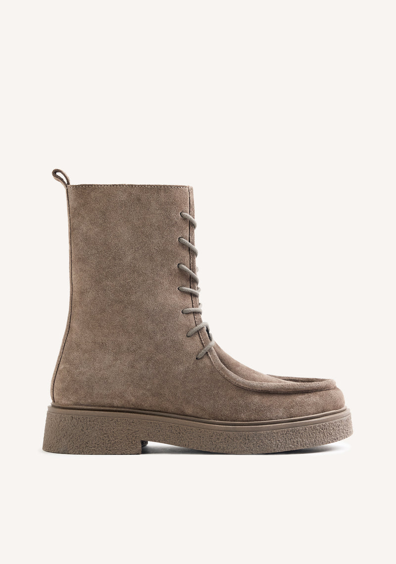 TAUPE MILITARY STYLE LEATHER BOOTS