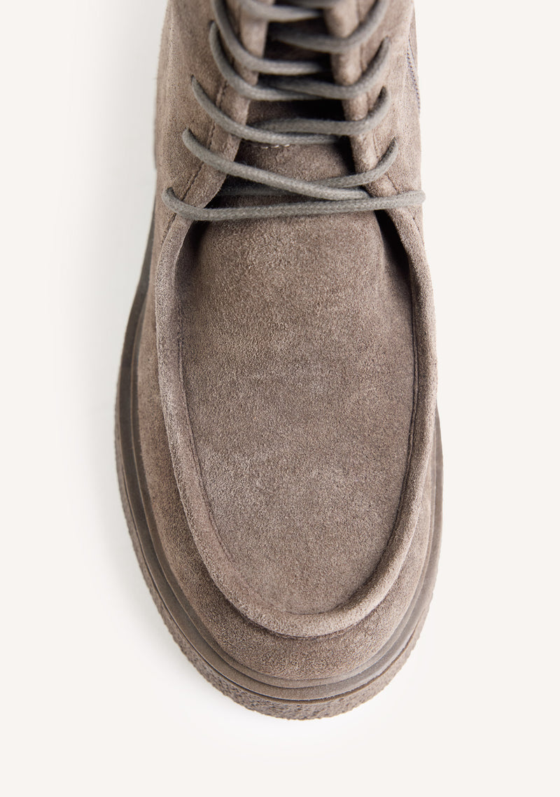 TAUPE MILITARY STYLE LEATHER BOOTS