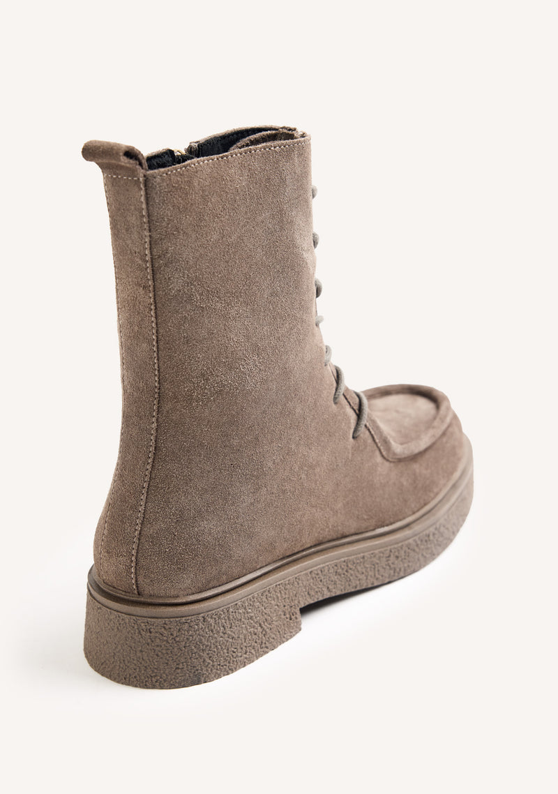 TAUPE MILITARY STYLE LEATHER BOOTS