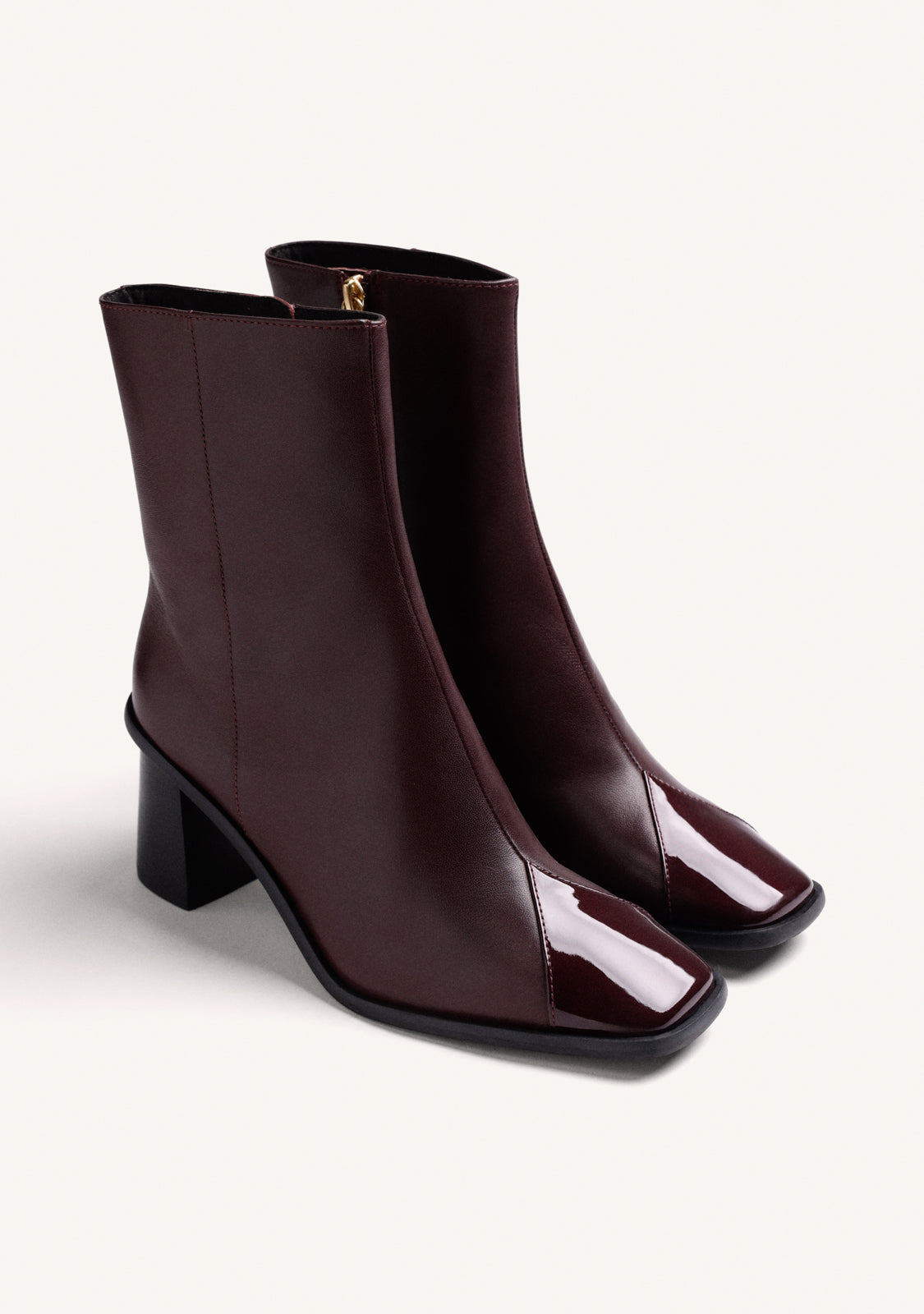 BURGUNDY LEATHER ANKLE BOOTS
