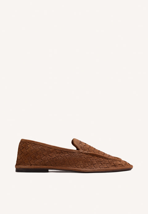 CAMEL WOVEN LEATHER LOAFERS