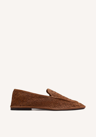 MOCASSINS CAMEL EM PELE TRANÇADA