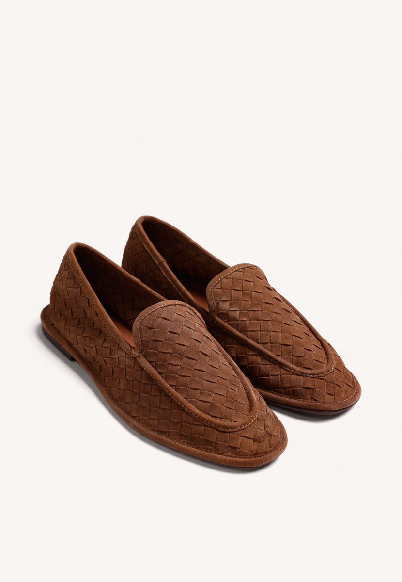 CAMEL WOVEN LEATHER LOAFERS