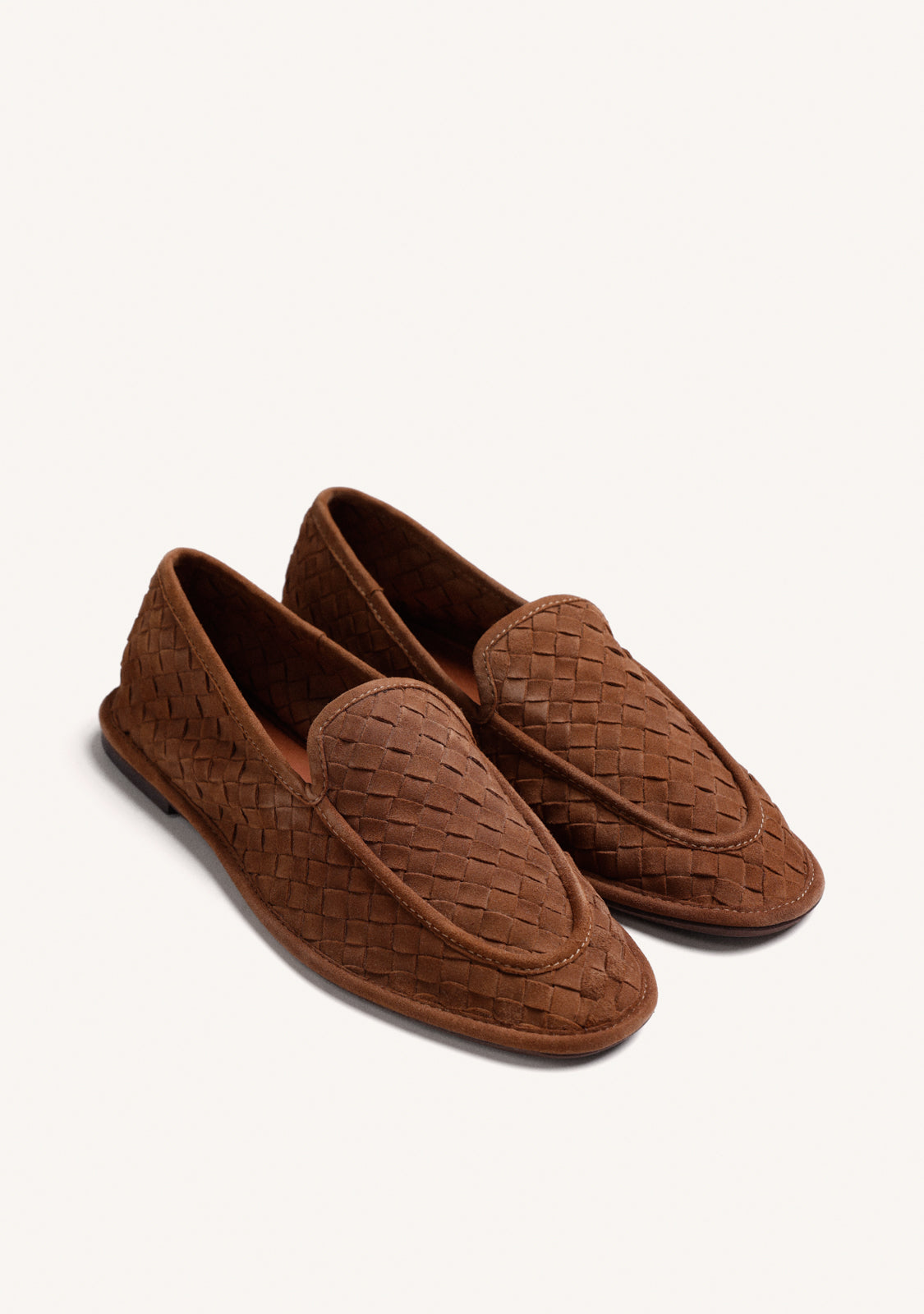 CAMEL WOVEN LEATHER LOAFERS