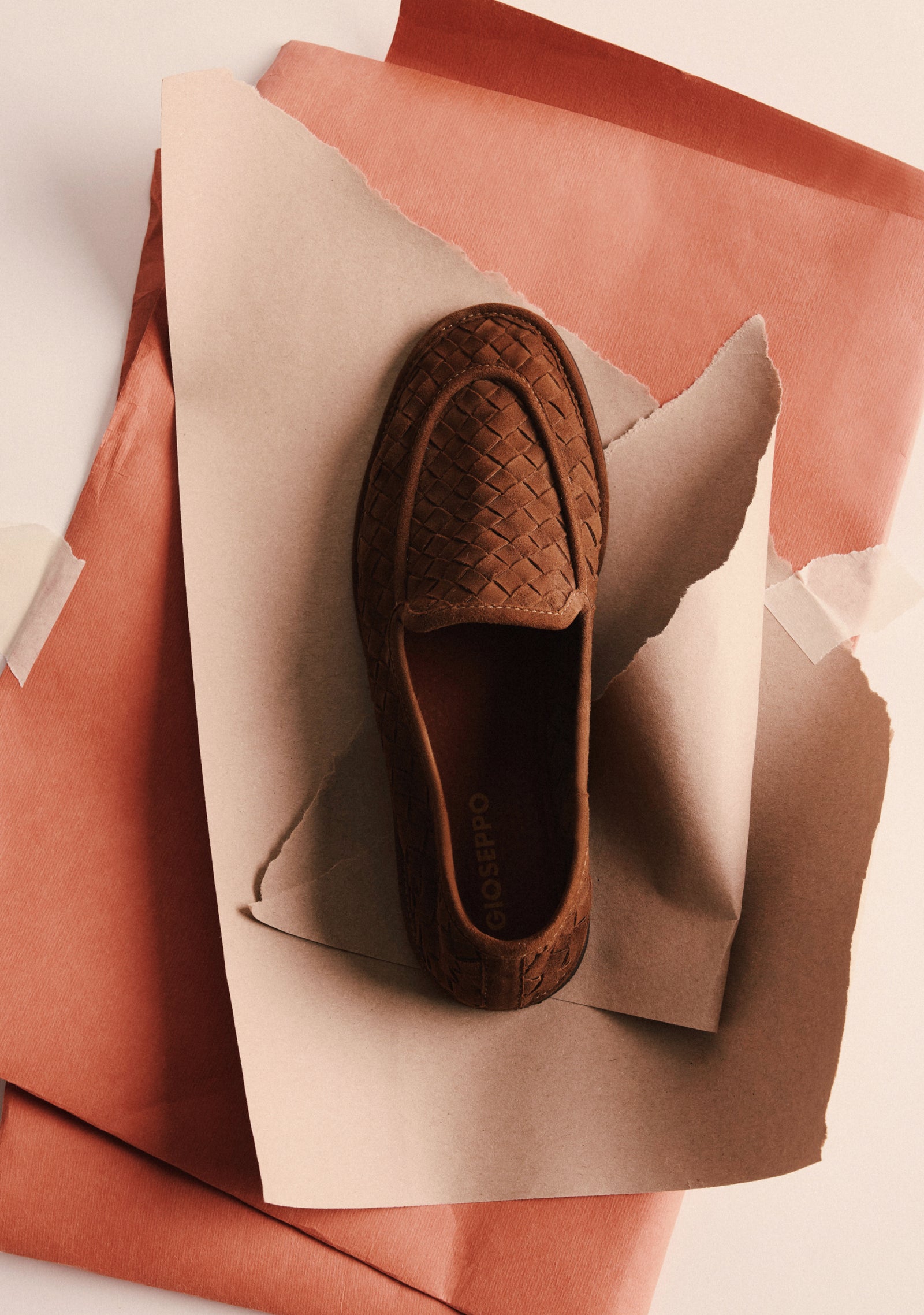 MOCASSINS CAMEL EN CUIR TRESSÉ