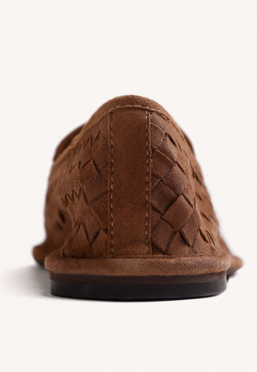 CAMEL WOVEN LEATHER LOAFERS