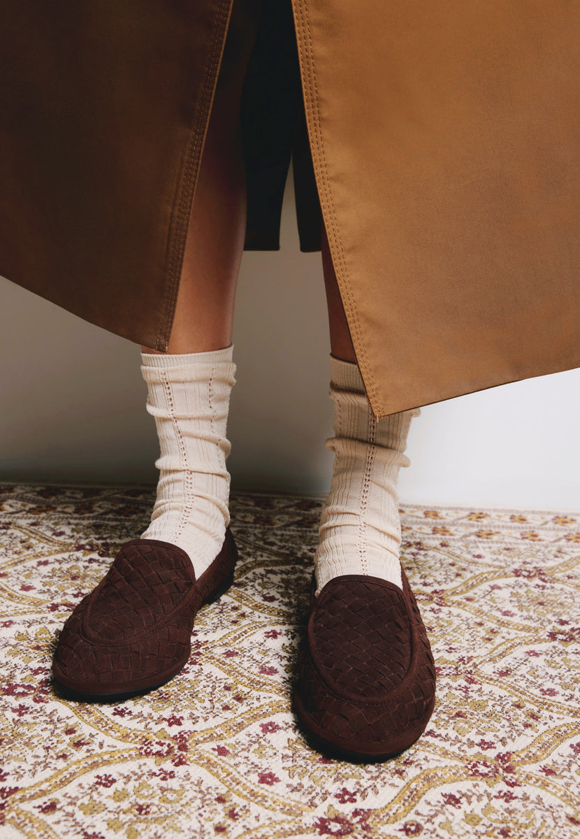 MOCASINES MARRÓN PIEL TRENZADA