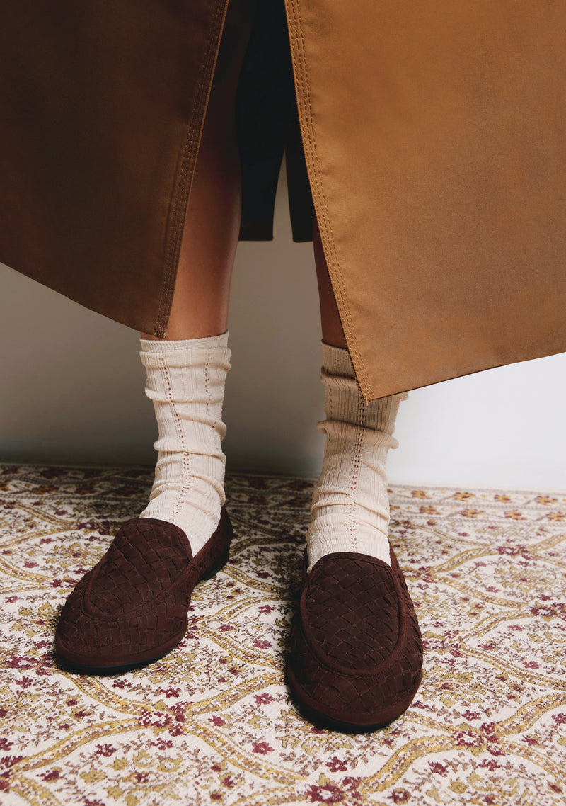 BROWN WOVEN LEATHER LOAFERS