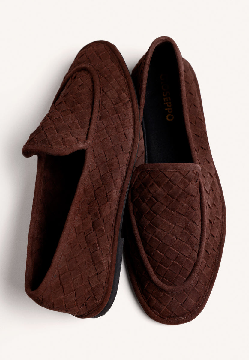 BROWN WOVEN LEATHER LOAFERS