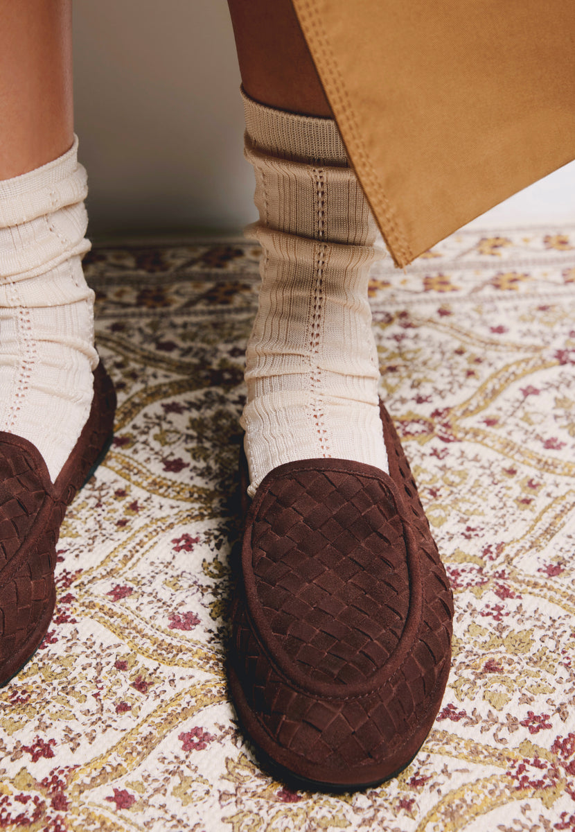 MOCASSINS MARRONS EM PELE TRAMADA