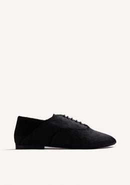 FLAT SHOES BLACK HAIR-TYPE LEATHER