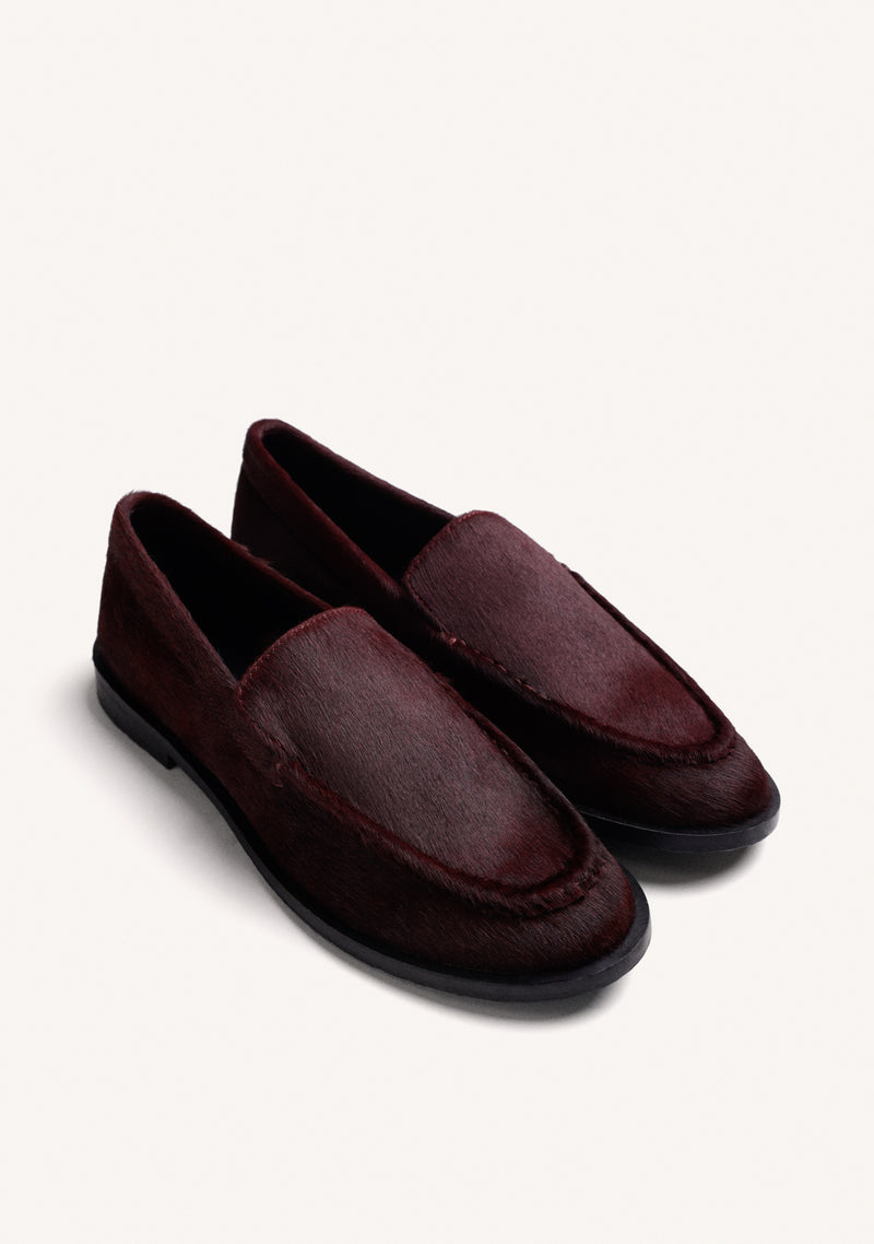 MOCASSINI BORDEAUX IN PELLE