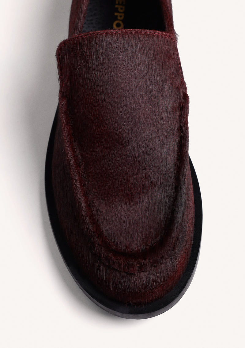 MOCASSINI BORDEAUX IN PELLE