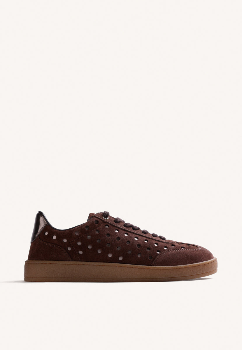 BROWN SHINY LEATHER SNEAKERS