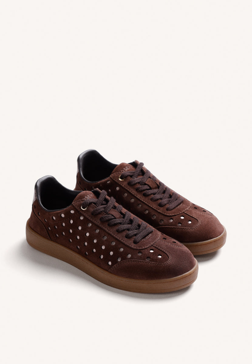 BROWN SHINY LEATHER SNEAKERS