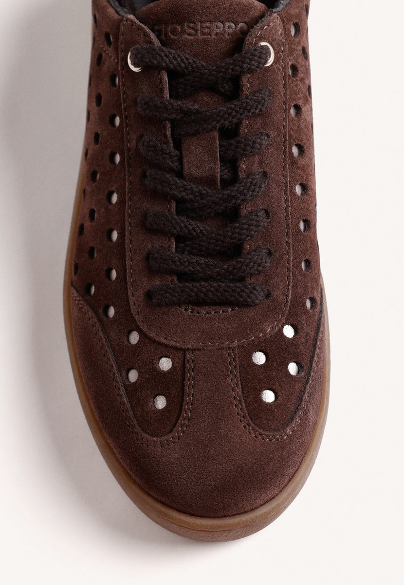 BROWN SHINY LEATHER SNEAKERS