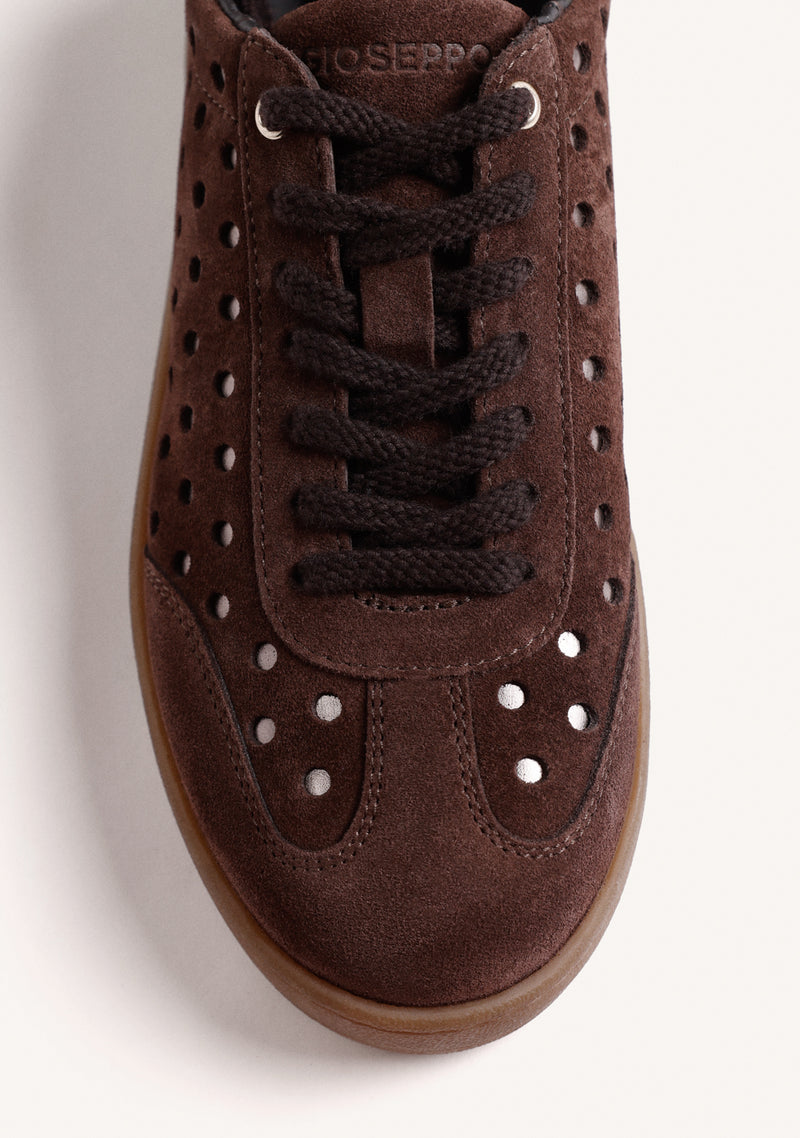 BROWN SHINY LEATHER SNEAKERS