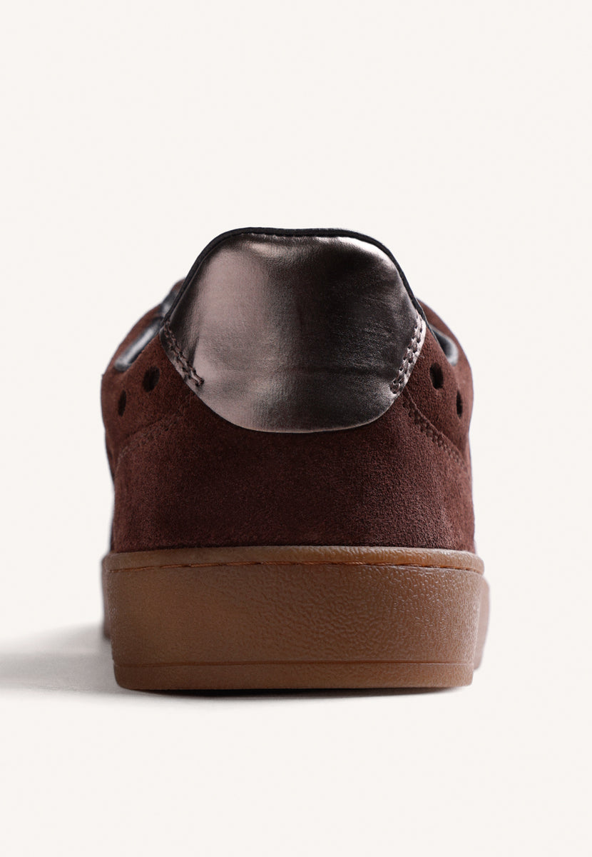 BROWN SHINY LEATHER SNEAKERS