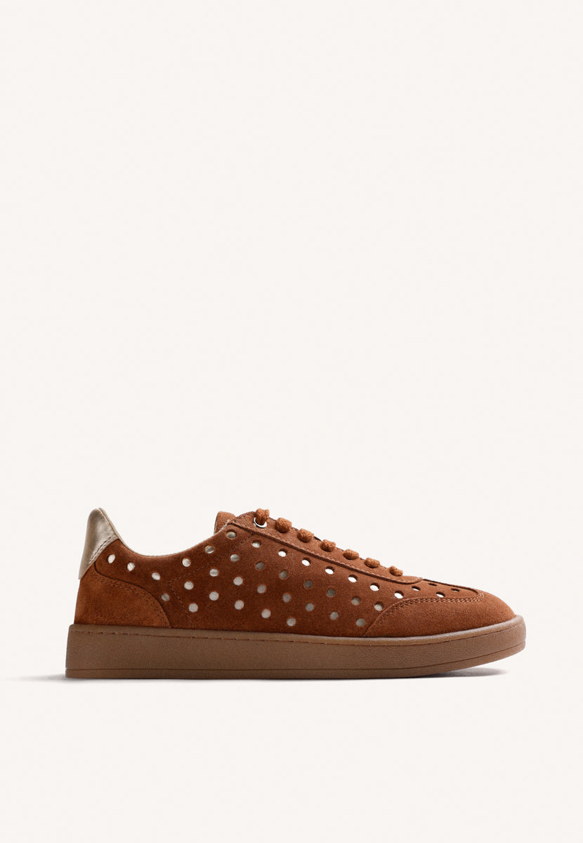 BROWN SHINY LEATHER SNEAKERS