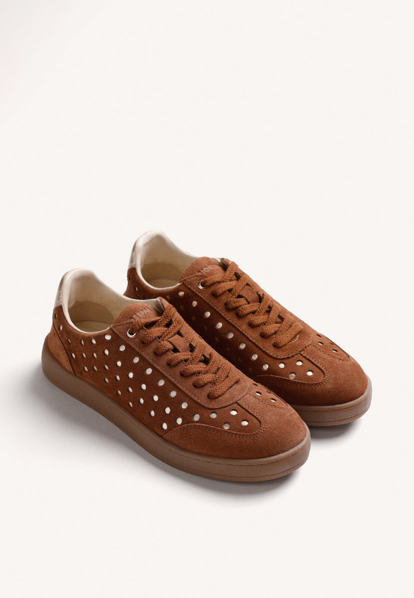 BROWN SHINY LEATHER SNEAKERS