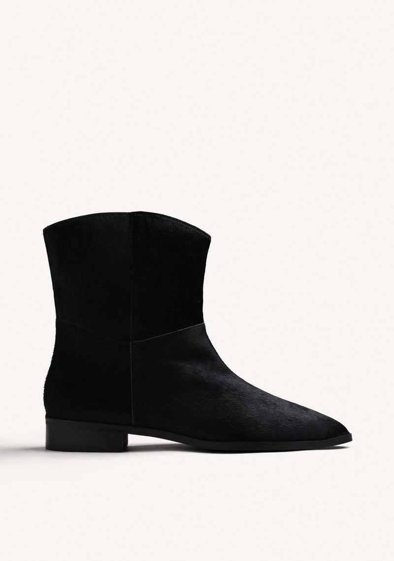 BLACK LEATHER ANKLE BOOTS