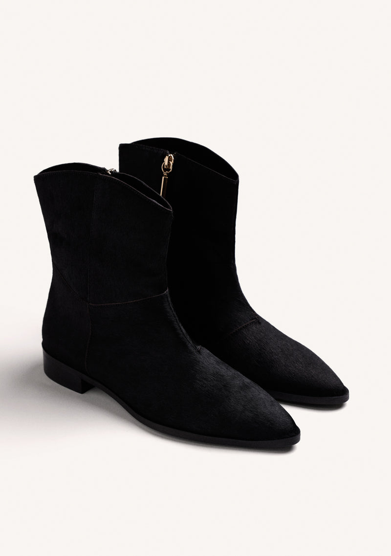 BLACK LEATHER ANKLE BOOTS
