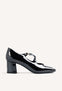 BLACK PATENT EFFECT HEEL SHOES
