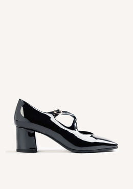 CHAUSSURES À TALON NOIRES EFFET CUIR VERNIS