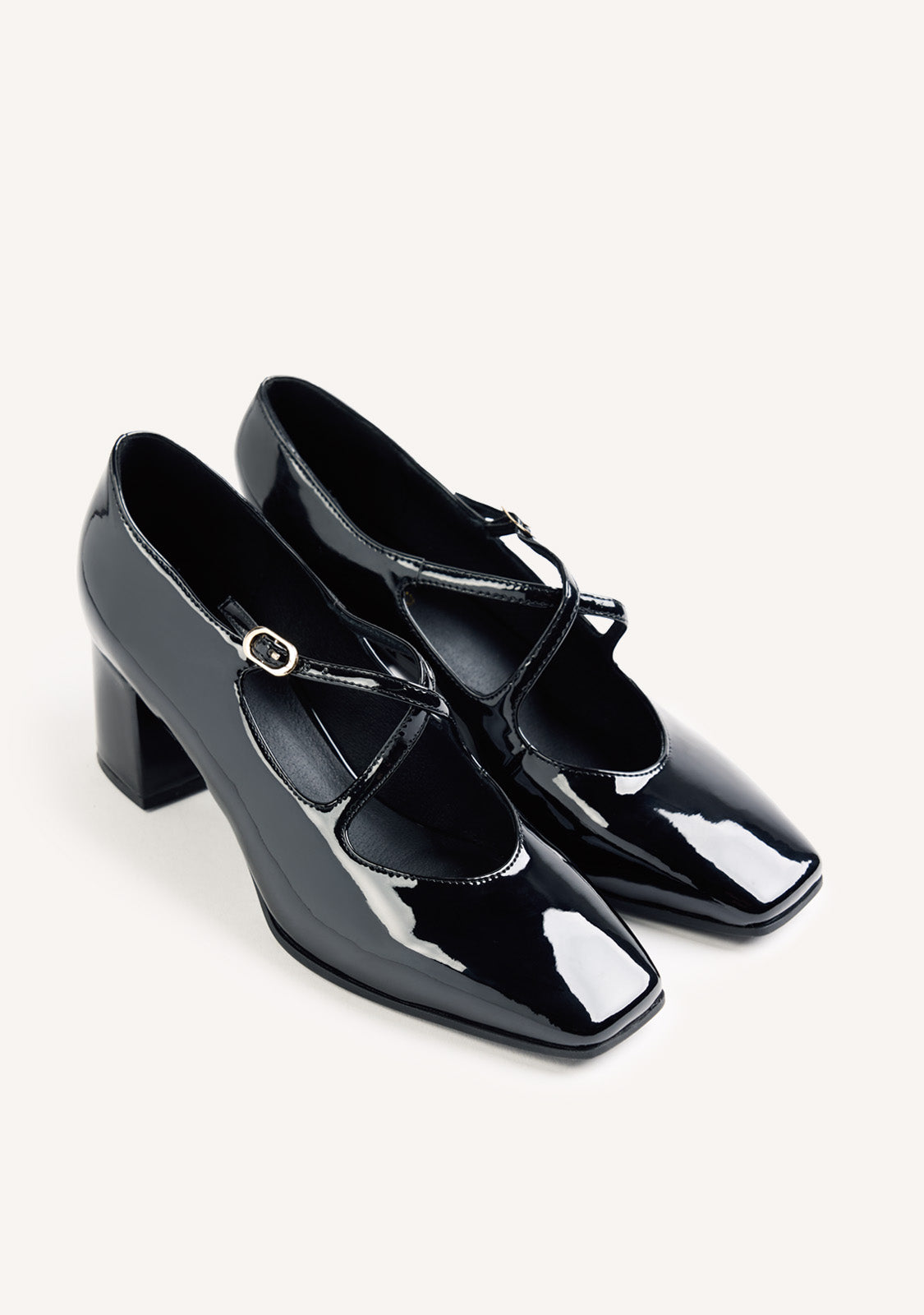 BLACK PATENT EFFECT HEEL SHOES