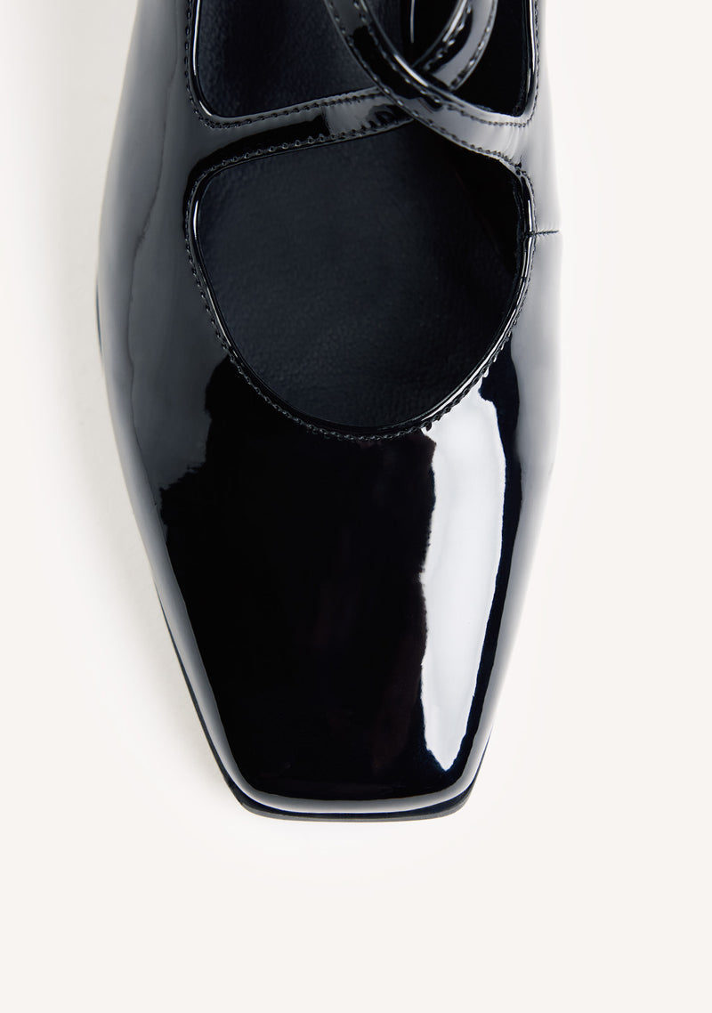 BLACK PATENT EFFECT HEEL SHOES